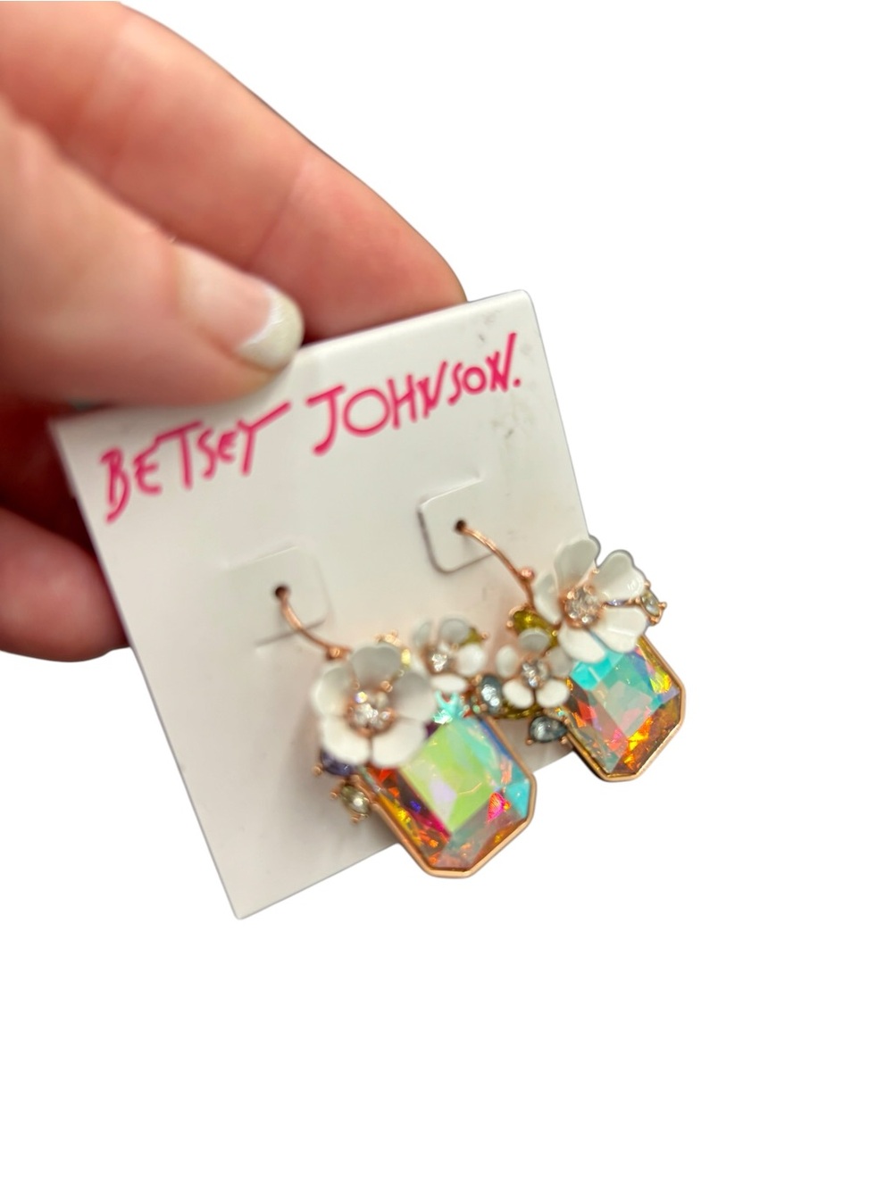Betsey Johnson Jewelry Bundle – Crystal Cat Necklace + NWT Floral earrings - Picture 5 of 11